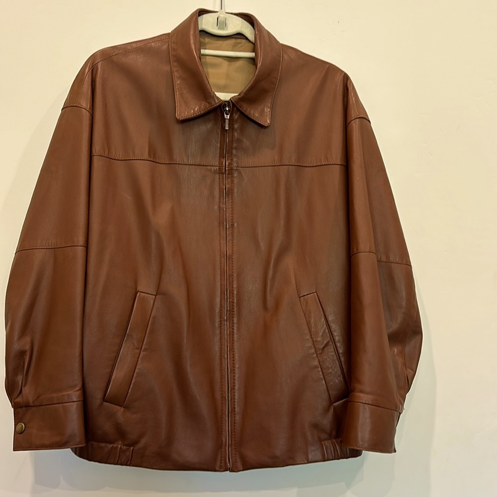 NWOT Men’s BrownGlove leather zip front fully lined Bomber Jkt size 36.